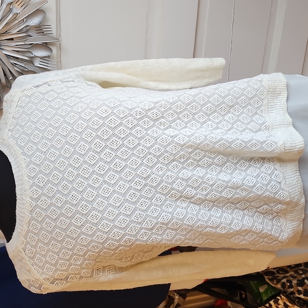 Lucky Brand women's crew neck sweat with split back and under blouse. Size XS